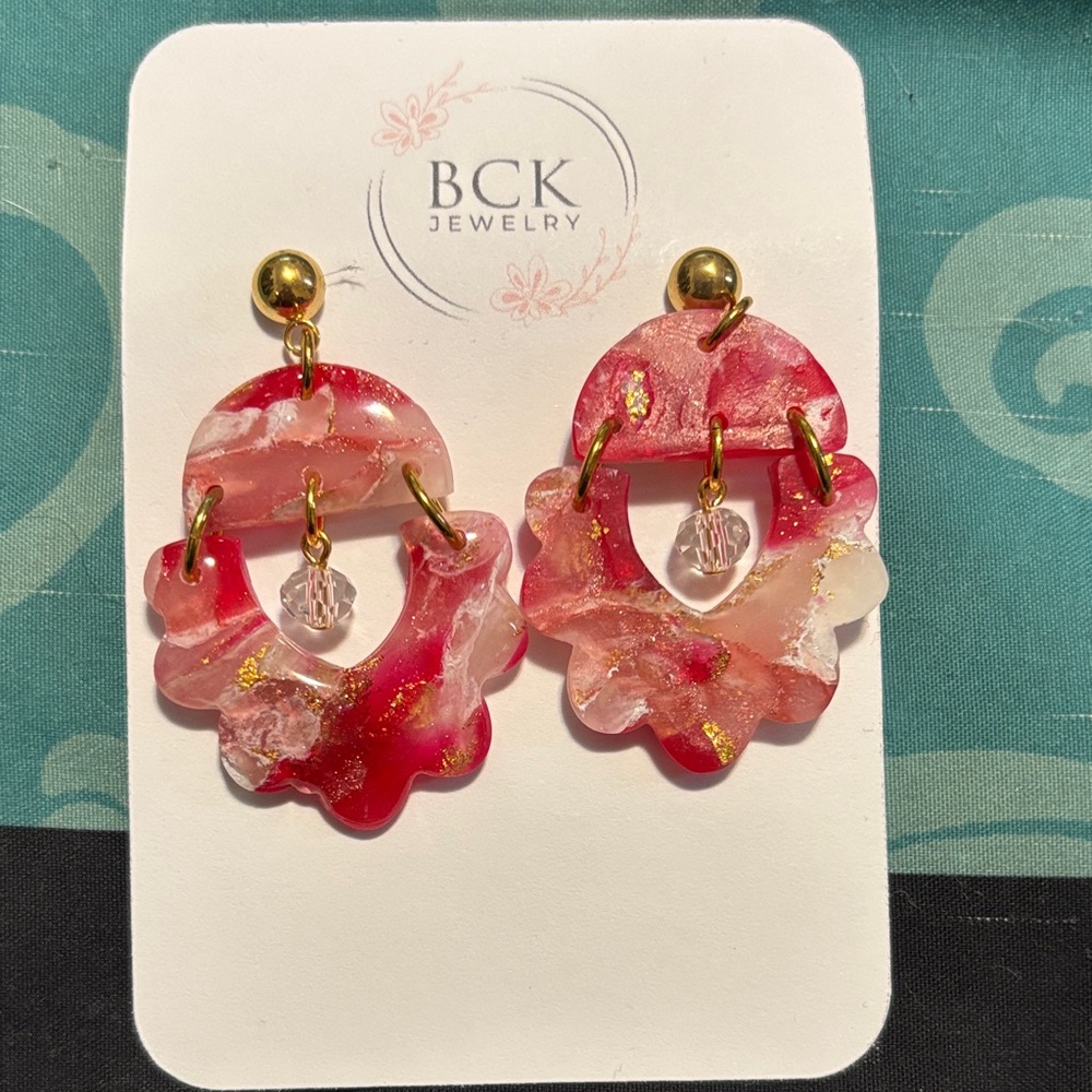 Red and Gold Dangle Earrings